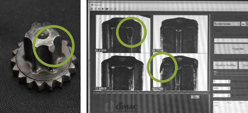 Seitenfehler am Ritzel und Mehrkamera-/AI-Software-Ansicht
