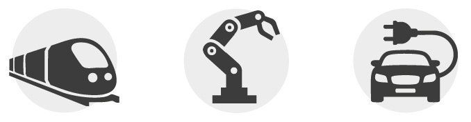 icone railways, robotics, and automotive